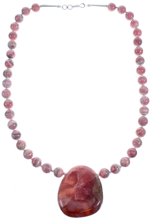 Southwest Rhodochrosite Genuine Silver Bead Necklace BX120631